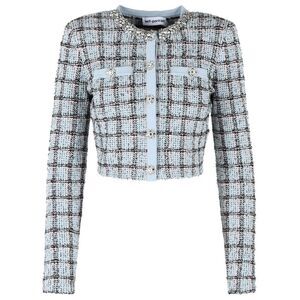 Self Portrait Light Blue Cotton Blend Jacket Women